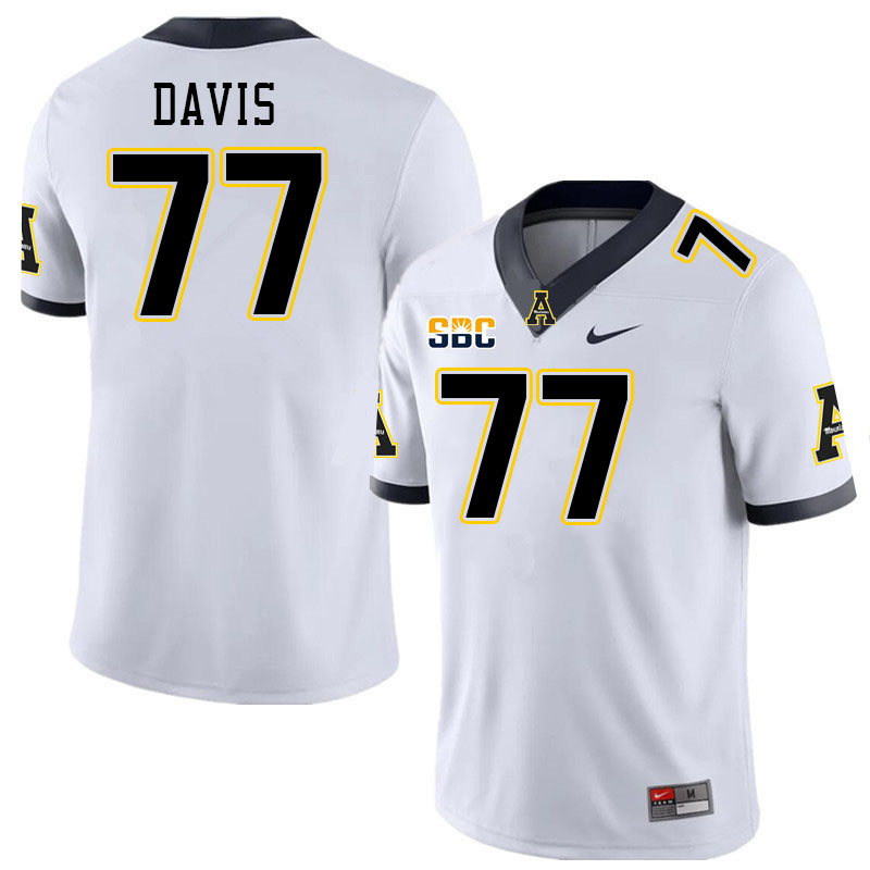 Men #77 Daniel Davis Appalachian State Mountaineers College Football Jerseys Stitched Sale-White - Click Image to Close